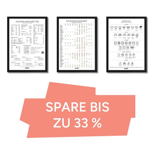 3er-Set "Haushalt": Küchenspickzettel + Saisonkalender + Wasch-Guide