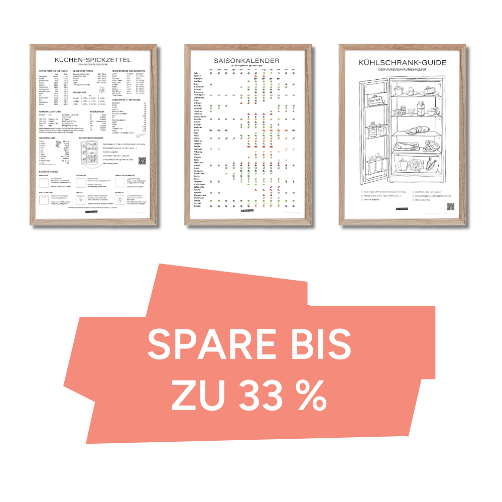 3er-Set "Küche": Küchenspickzettel + Saisonkalender + Kühlschrank-Guide