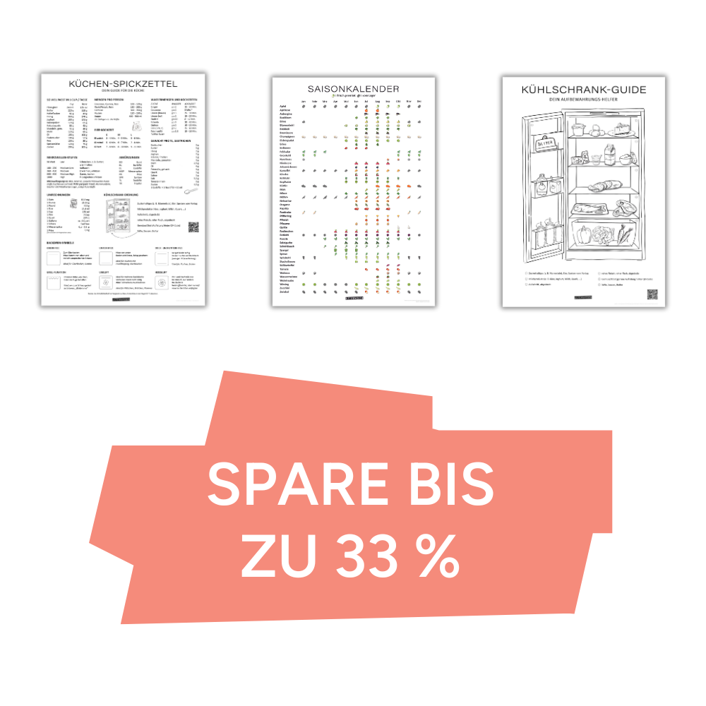 3er-Set "Küche": Küchenspickzettel + Saisonkalender + Kühlschrank-Guide