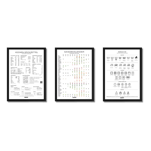 3er-Set "Haushalt": Küchenspickzettel + Saisonkalender + Wasch-Guide